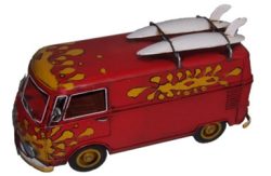 METAL ART CAMPER VAN RED