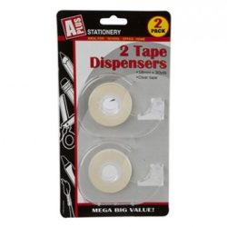 2PC 18MMX30YDS CLEAR TAPE IN CLEAR DISPENSER