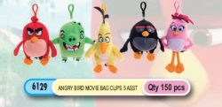 ANGRY BIRDS MOVIE PLUSH BAG CLIP 2 ASS
