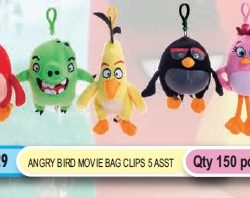 ANGRY BIRDS MOVIE PLUSH BAG CLIP 2 ASS