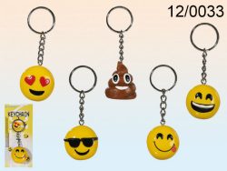 POLYRESIN EMOTICON KEY RING 5 ASSORTED