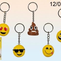 POLYRESIN EMOTICON KEY RING 5 ASSORTED