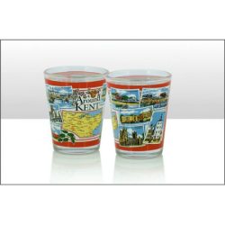 Around Kent Shot Glass Souvenir Gift Map Scenes Places Dover Leeds Castle Canterbury Cathedral 