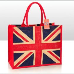 Union Jack Jute Bag with gusset