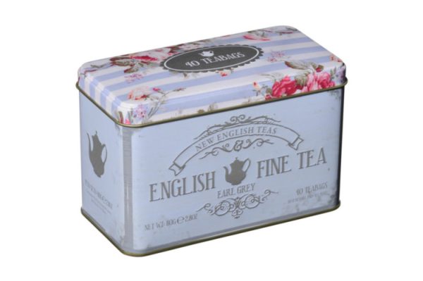 ENGLISH FINE TEA TIN- EARL GREY - 40 TEABAGS