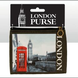 LONDON RED PHONE BOX PHOTO ZIP PURSE