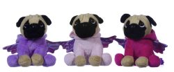 8” PUG IN UNICORN IN DARK PINK COSTUME