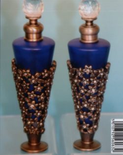 2 ASSTD COBALT BLUE PERFUME BOTTLES