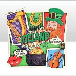 Ireland Pop Art Wood Magnet
