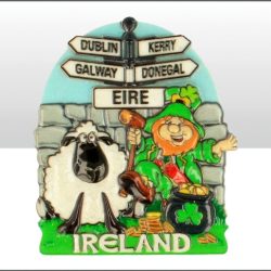 Ireland Signpost/Lep/Sheep Printed Resin Magnet