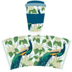 Peacock Reusable Screw Top Bamboo Travel Mug