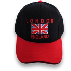 Baseball Cap London Flag England Blk & Red