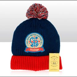 GB Vintage Blue Beanie Bobble Hat