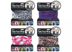 LADIES TUBE FACE WRAP HEADWEAR 4 ASSTD