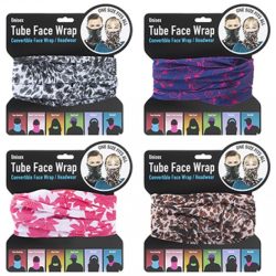 LADIES TUBE FACE WRAP HEADWEAR 4 ASSTD