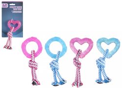 TPR RING WITH ROPE TUG TOY SML DOG/PUPPY W/HANGING CARD
