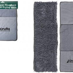 CRUFTS XL SUPER ABSORBENT PET DRYING MITTS WITH HEADER CARD