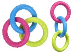 CRUFTS TRIPLE RING TPR DOG CHEW TOY W/HANG TAG
