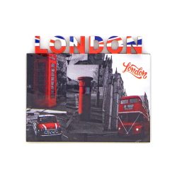 LONDON ICONS BLK & RED WOODEN MAG