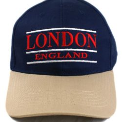 London England 3 Lines – Cotton Cap, Navy/Tan