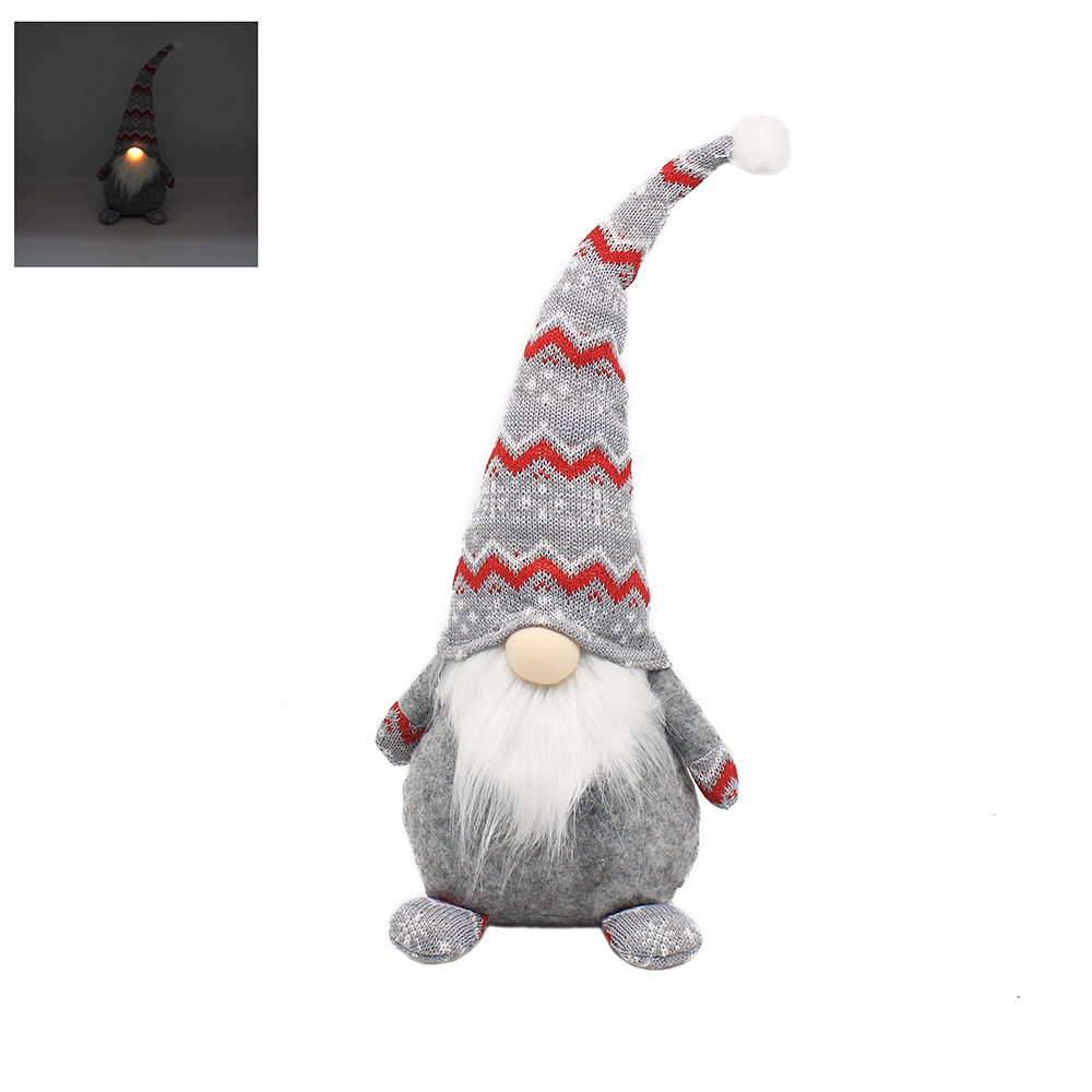 XMAS LIGHT UP GONK GREY 60cm - The Gift Wholesaler