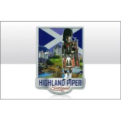 Highland Piper Foil Stamped Scotland Magnets