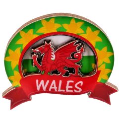 WALES SCROLL WOODEN MAGNET