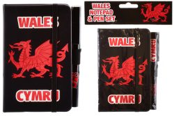 WALES NOTEPAD & PEN SET A5 – BLACK DRAGON DESIGN
