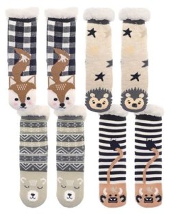Slipper Socks (Animal Designs) with Grippers 4 Asstd