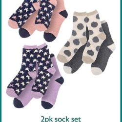 2pk Fluffy Socks 3 Asstd