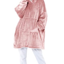 Eskimo Sherpa Lined Blanket Hoodie Pink