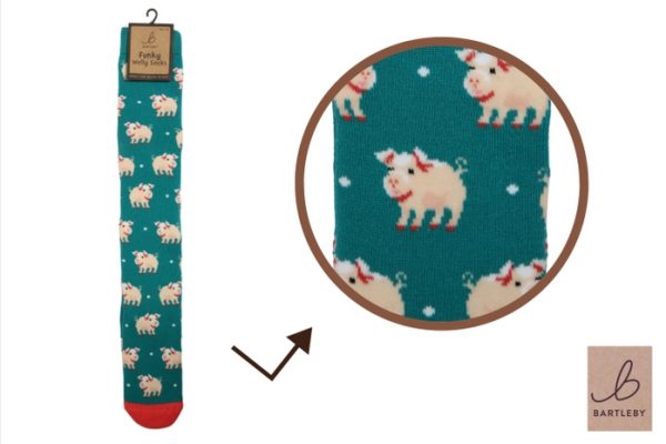 LADIES WELLY SOCKS - CUTE PIG