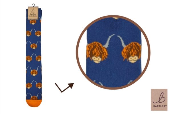 LADIES WELLY SOCKS - HIGHLAND COW