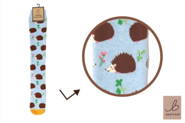 LADIES FUNKY WELLY SOCKS - WOODLAND HEDGEHOGS