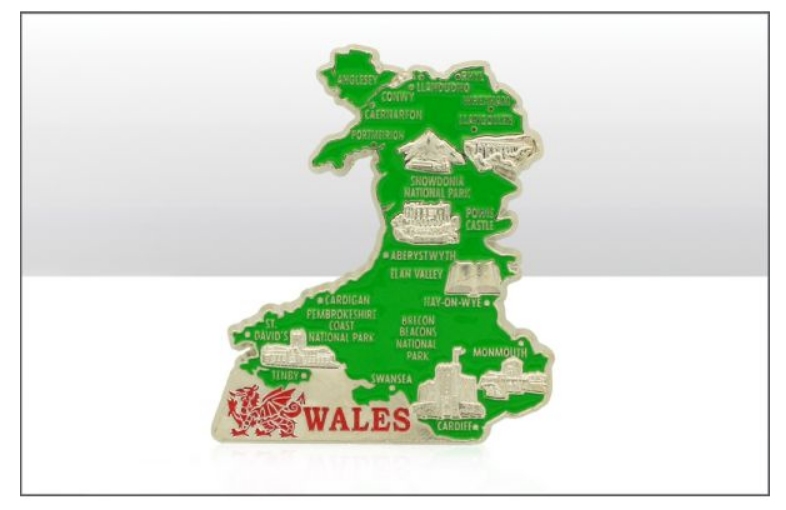 Wales Map Metal Magnet