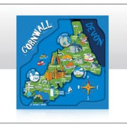 Cornwall Map Wood Magnet