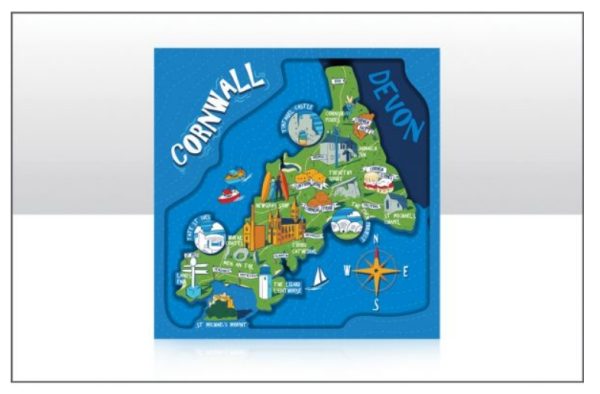 Cornwall Map Wood Magnet