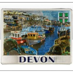 Devon Harbour Scene Foil Stamped Magnet