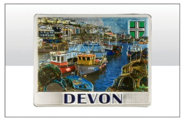 Devon Harbour Scene Foil Stamped Magnet