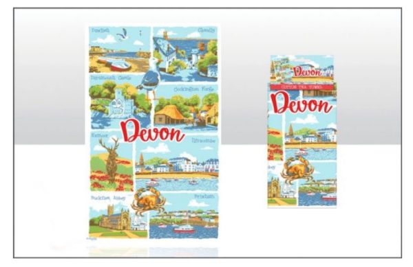 Devon Red lettering Tea Towel