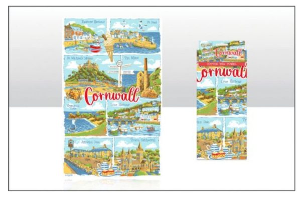 Cornwall Red lettering Tea Towel