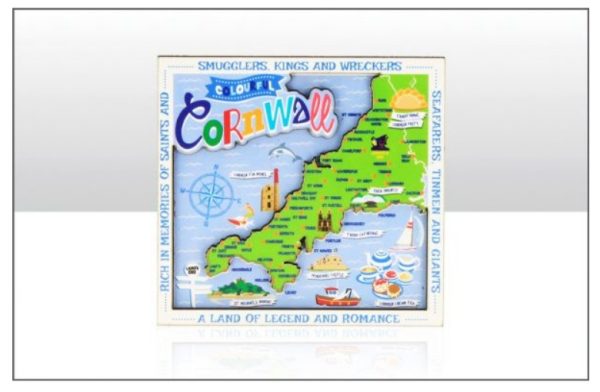 Cornwall Map Layered Wood Magnet