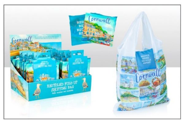 Cornwall Blue Fold Up Shopping Bag