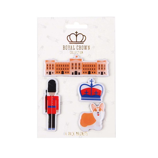 Royal Collection 4 pk Magnets - Guard/Palace/Crown/Corgi