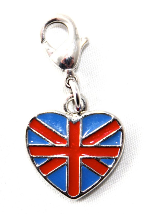 UK Union Jack Heart Clip On Charm