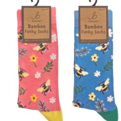 FUNKY BAMBOO SOCKS – FLORAL BEE, ASSORTED, SIZE 4-7