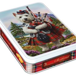 200g Westie with Bagpipes Tin (Shortbread Fingers)
