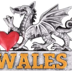 I HEART WALES METALLIC RESIN DRAGON MAGNET