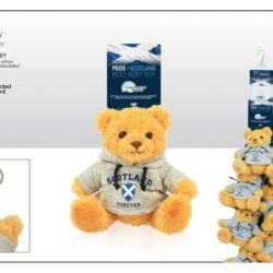 Scotland Bear Grey Hood Soft Toy 9.5cm with clip