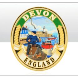 Devon Harbour Oval Gold Metal Magnet